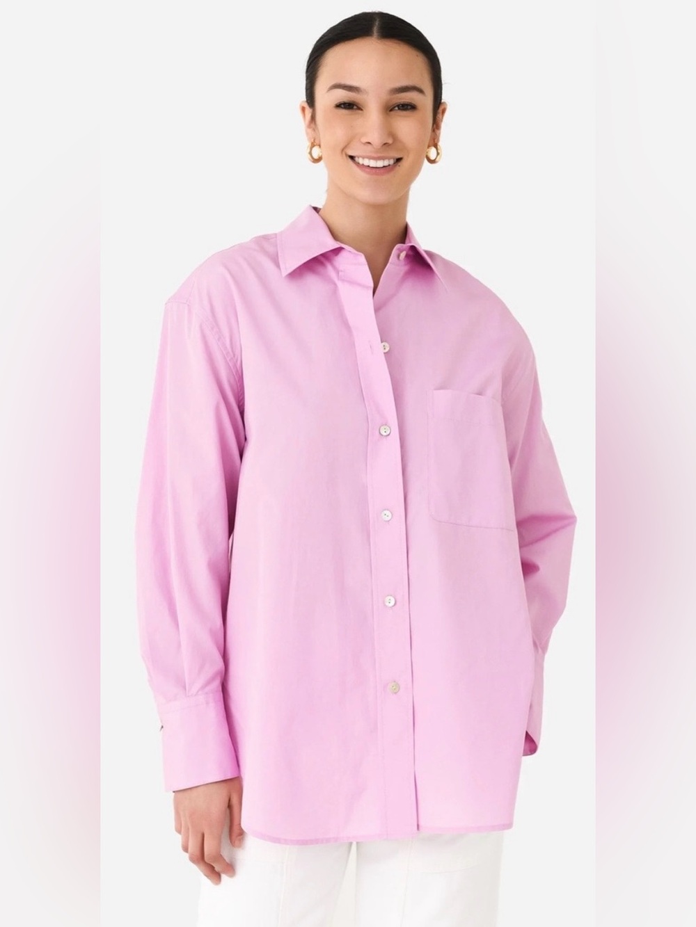 Vince Oversized Cotton Button Down - XS - Rosea Pink - EUC